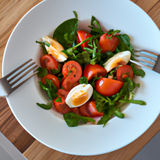 Äggsallad med spenat och tomat
